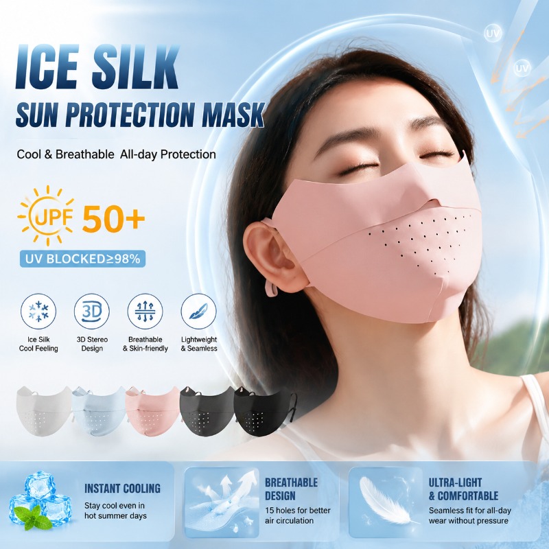 Fishing Mask Sun Protection - Sommerliche Eisseide Nahtlose Sonnenschutz-Gesichtsmaske Kühlende 3D